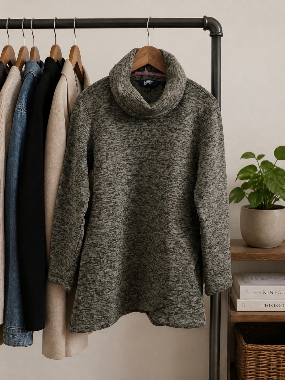 Lands End olive green sweater